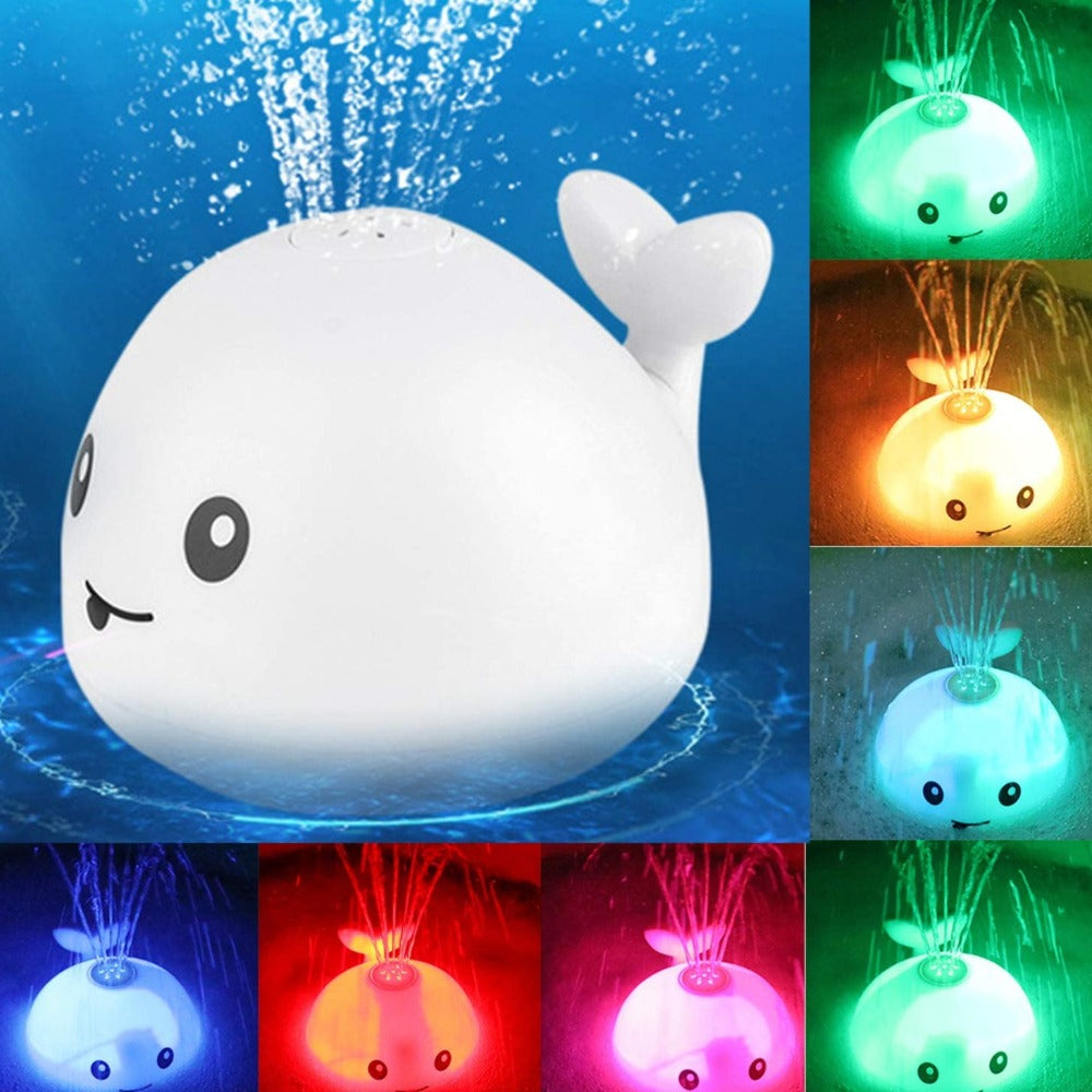 Baby Cute Cartoon Whale Floating Spraying Water Bath Toys With Light Music LED Light Baby Toys - Asterza