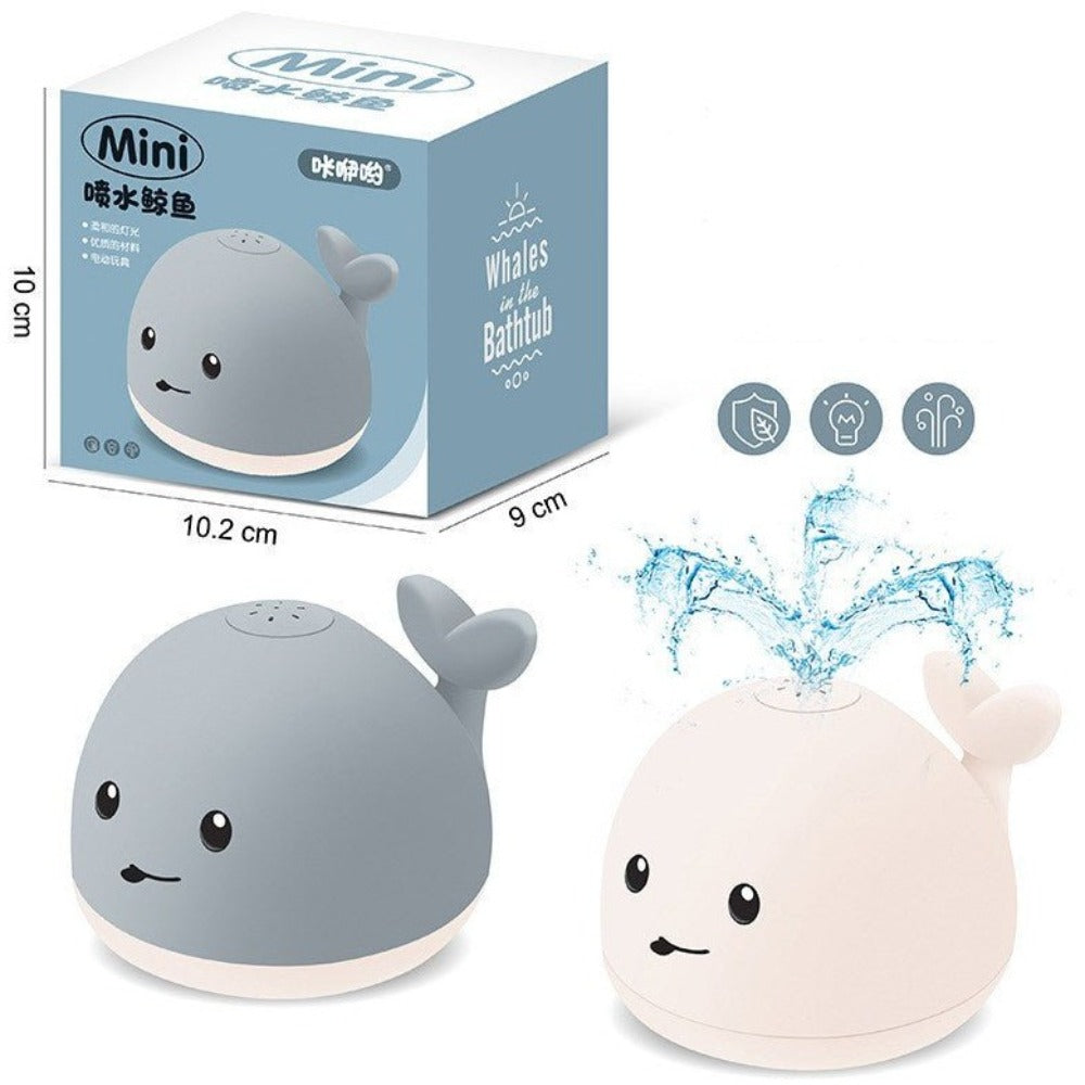 Baby Cute Cartoon Whale Floating Spraying Water Bath Toys With Light Music LED Light Baby Toys - Asterza