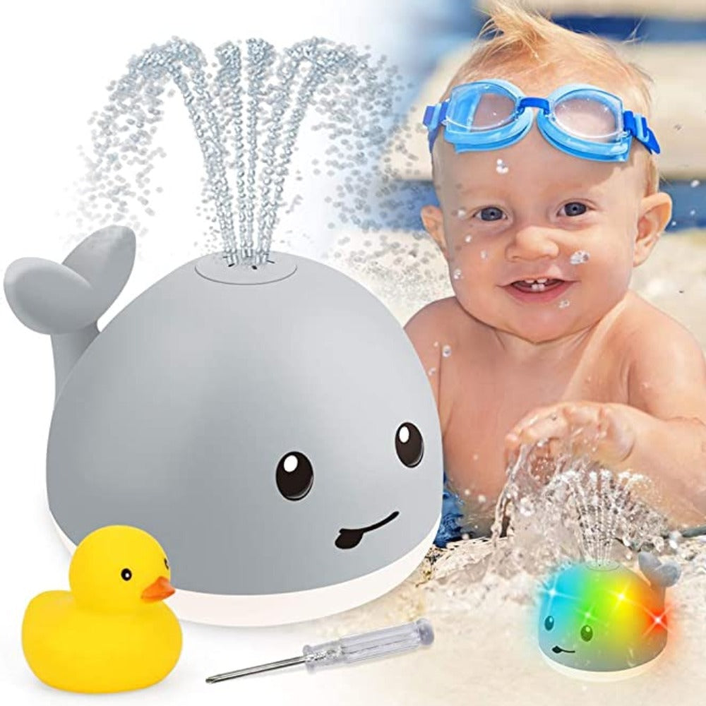 Baby Cute Cartoon Whale Floating Spraying Water Bath Toys With Light Music LED Light Baby Toys - Asterza